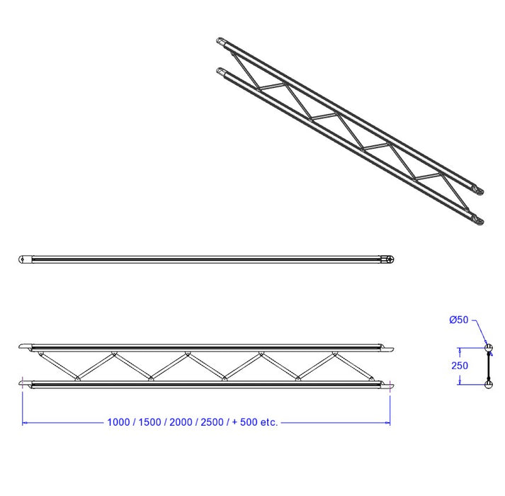 Shape vierkant (ladder staand) L 250