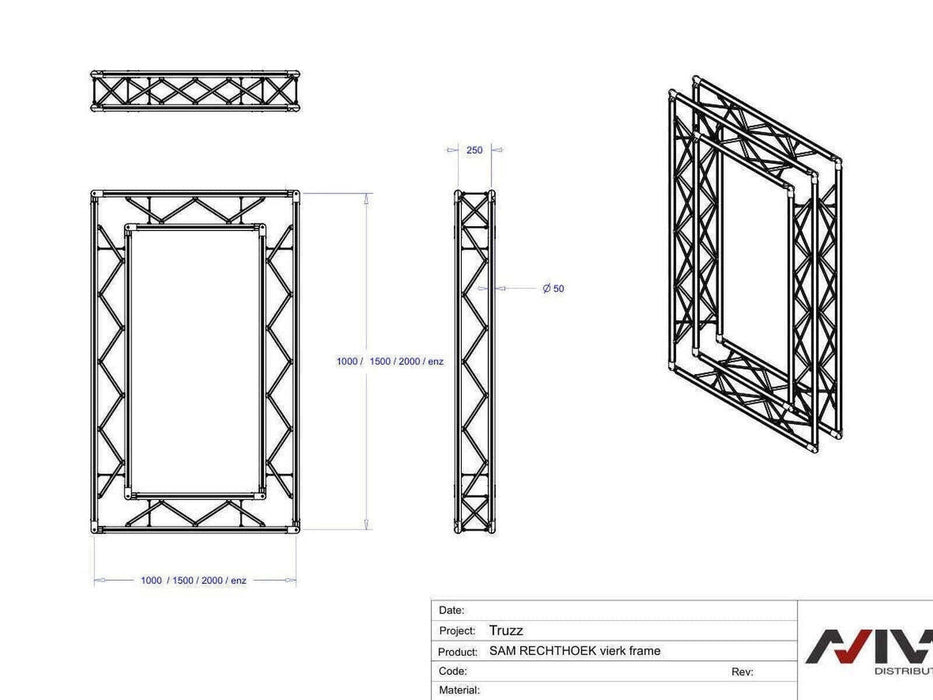 Frame rechthoek (vierk) 250x200