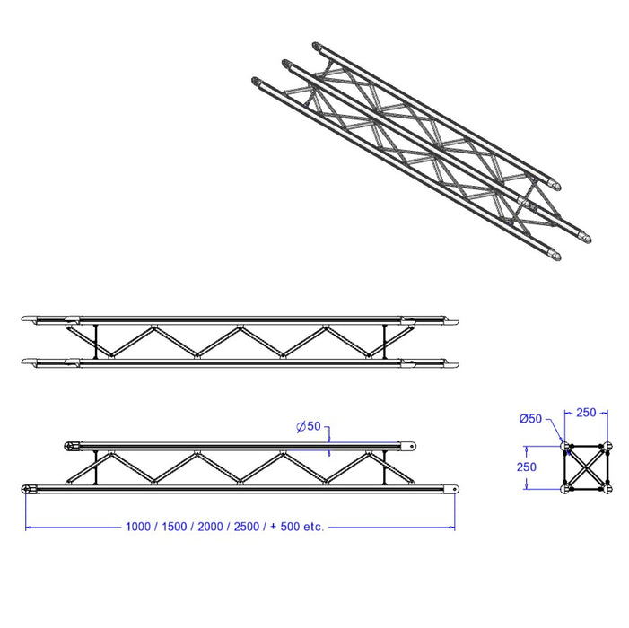 Truzz vierkant  m coupler L 850