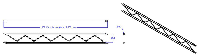 Framedeel ladder 90° staand L 100
