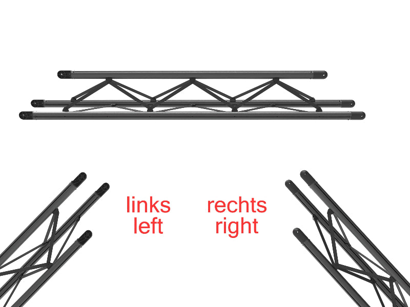 Framedeel drieh. 45° (P-IN) L 900       TRUZZ 3-punts truss framedeel 45 graden punt naar binnen 900 cm schuin perspectief